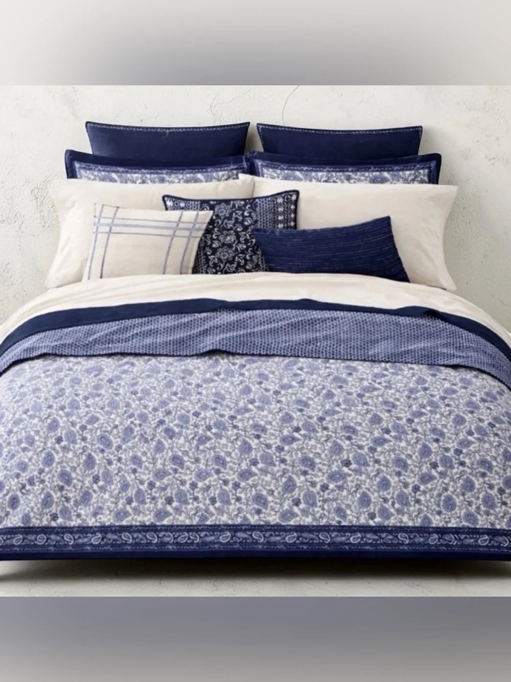 Lauren Ralph Lauren Arielle Floral Full Queen Comforter Set Cotton Navy NWT $425